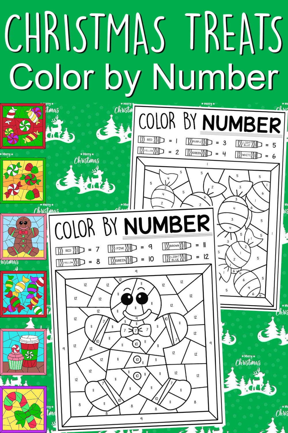 Free christmas color by number coloring pages