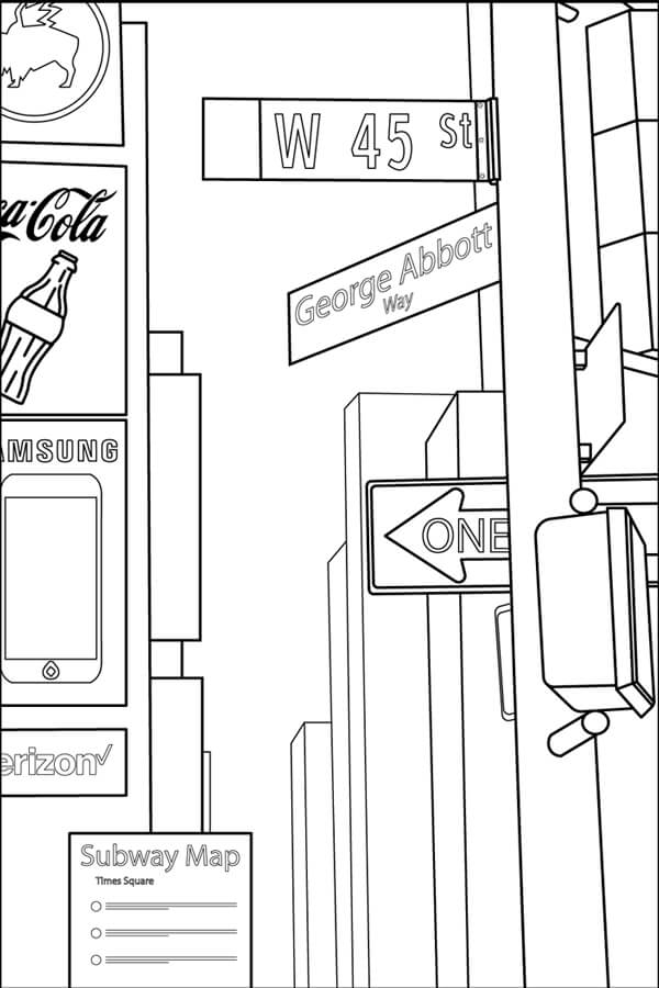 Times square coloring pages times square nyc