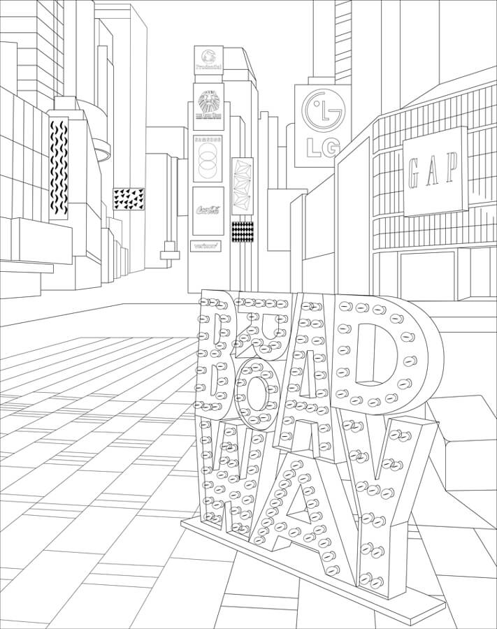 Times square coloring pages times square nyc