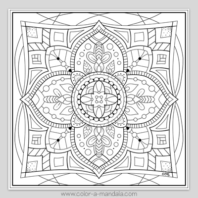 Square mandala coloring page m