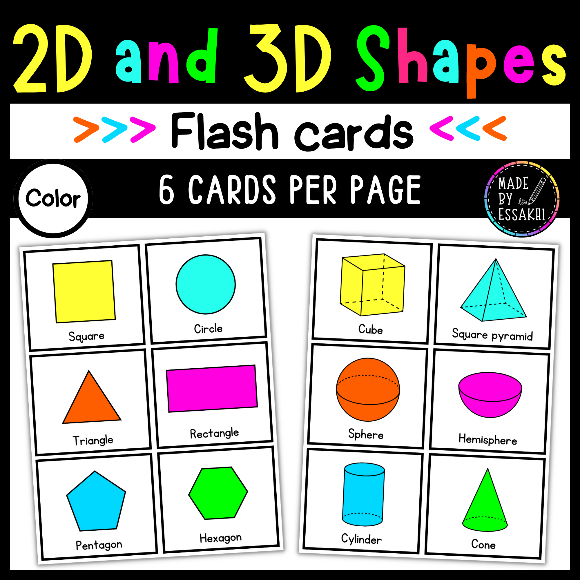 D and d shapes flash cards color made by teachers