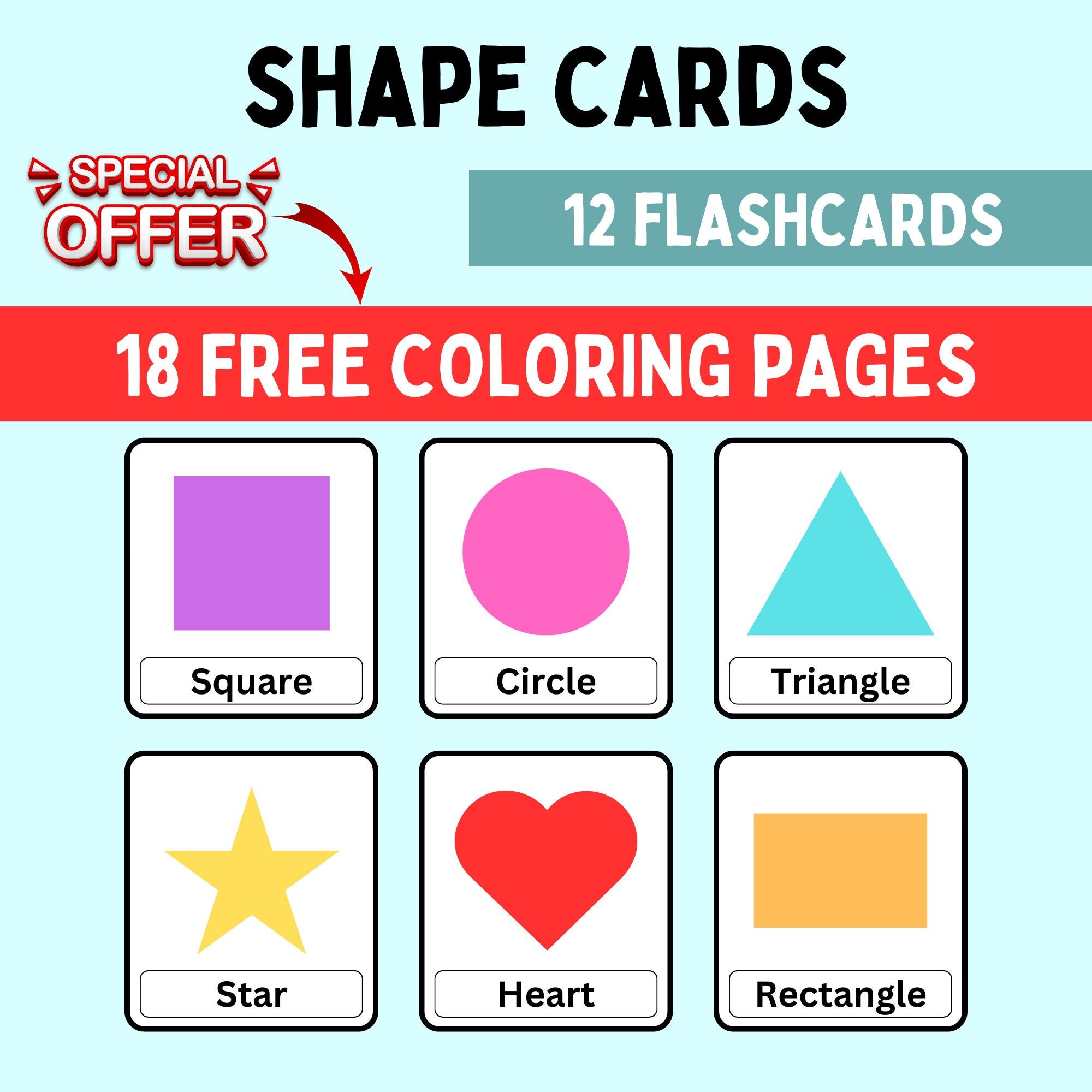 Shape cards montessori flash cards pre