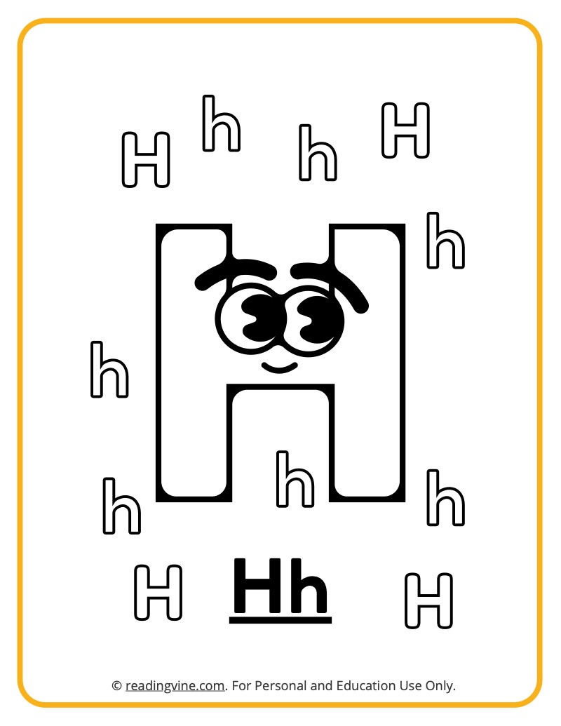 Letter h coloring pages