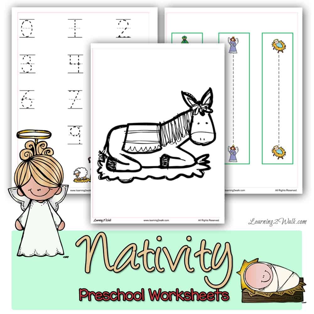 Grab these colorful nativity preschool worksheets