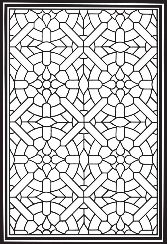 Stained glass coloring pages for adults