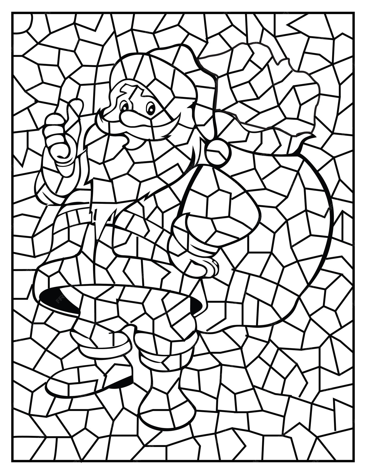 Premium vector christmas coloring page for adult and kids christmas stained glass