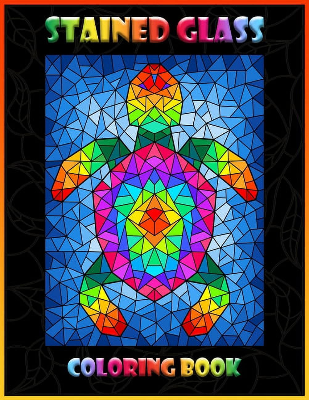 Stained glass coloring book animal designs