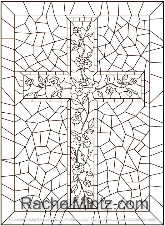 Religious abstract stained glass pdf coloring book