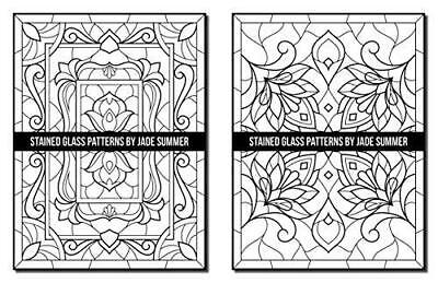 Stained glass patterns an adult coloring book window designs by jade summer for sale online