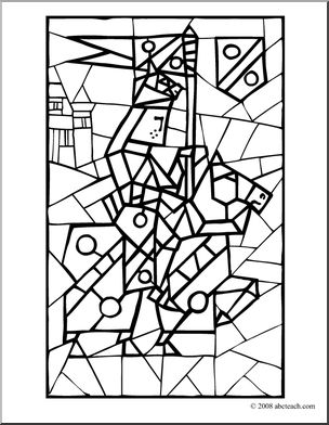 Clip art stained glass knight coloring page i