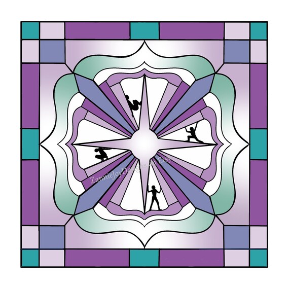 Square stained glass pattern instant download printable pdf coloring page digital file