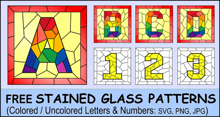 Stained glass letter patterns free decorative square alphabet font â diy projects patterns monograms designs templates