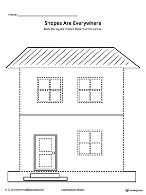 Square shape picture tracing worksheet