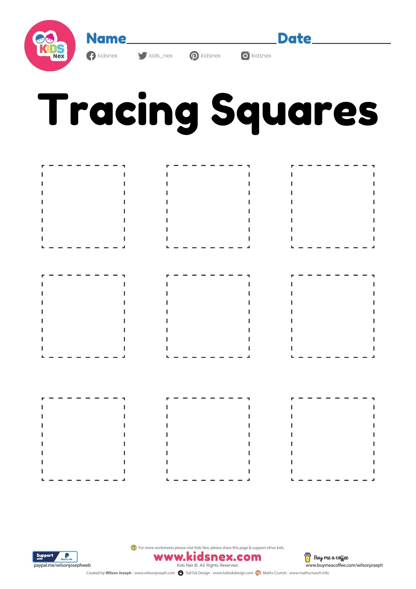 Tracing square shapes worksheet