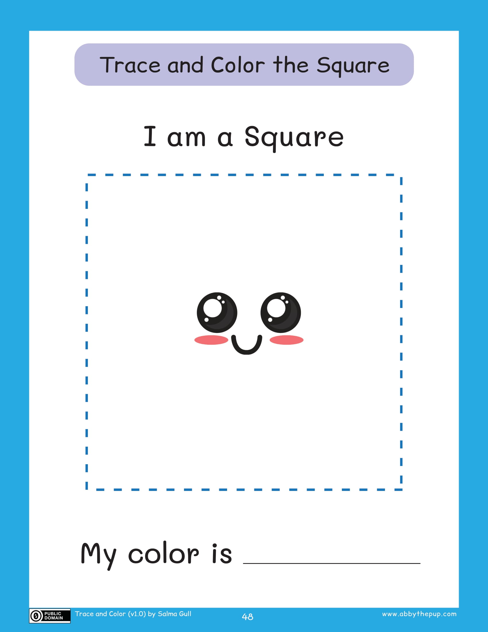 Trace and color the square worksheet free printable puzzle games