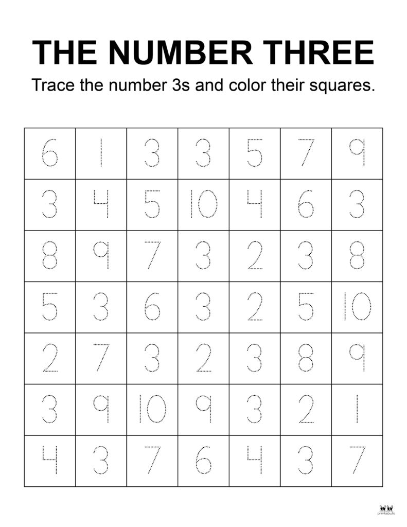 Number tracing worksheets