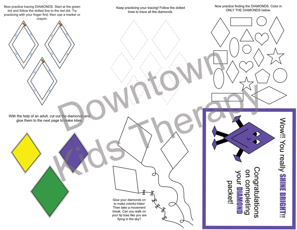 Fine motor printable shapes â downtown kids therapy