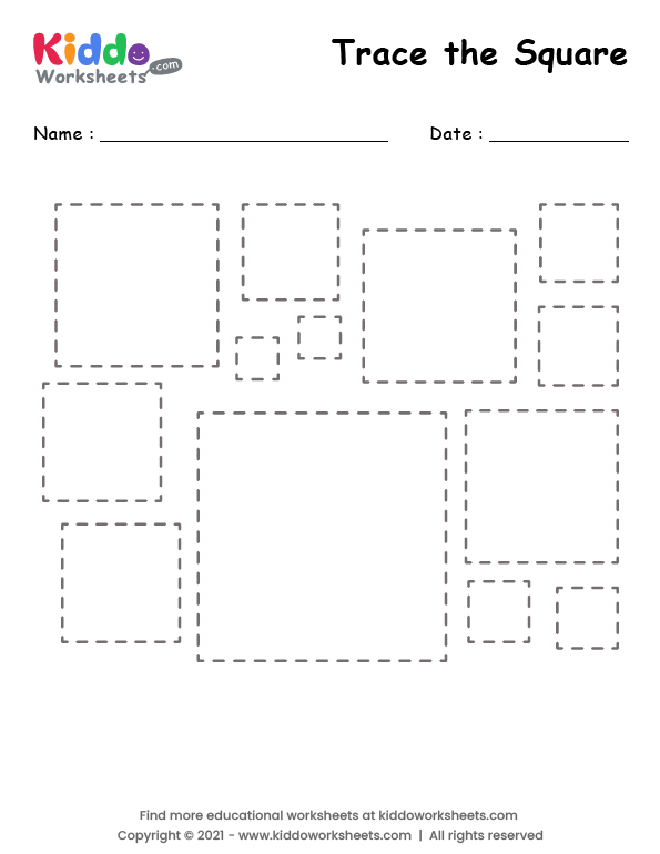 Free printable tracing shape square worksheet