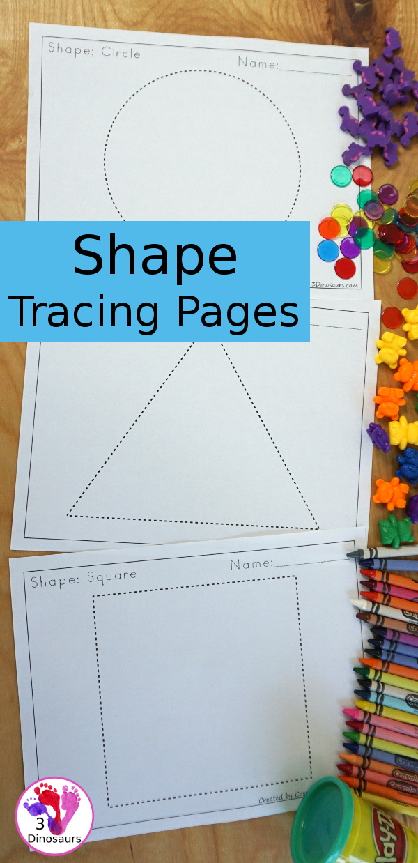 Free large shape tracing printable dinosaurs