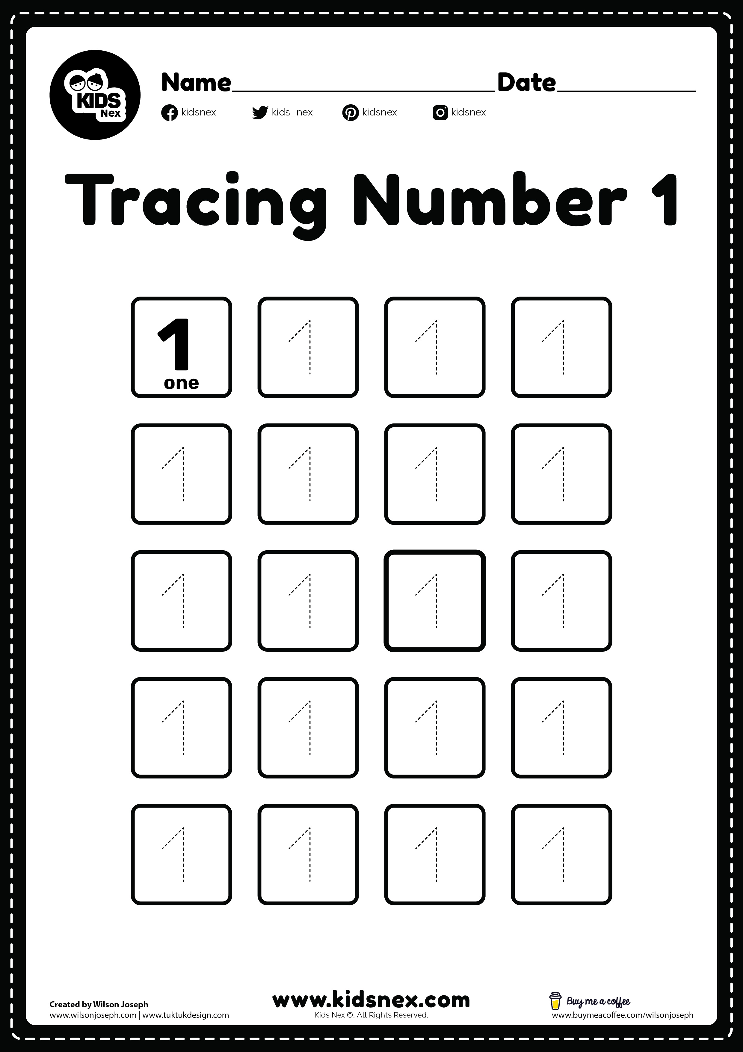 Number tracing worksheet