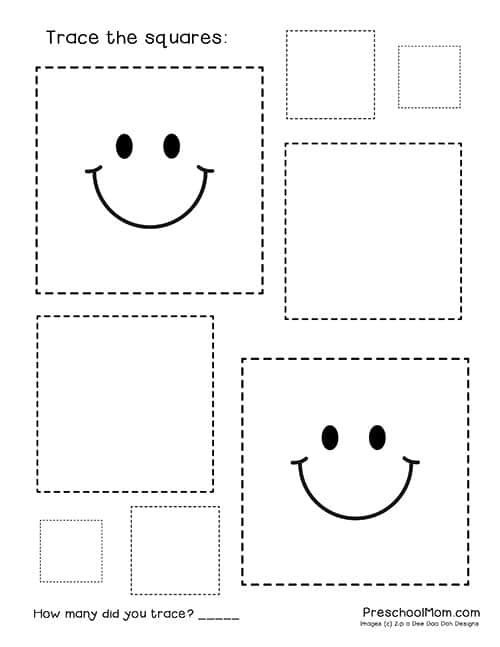 Trace the squares worksheets