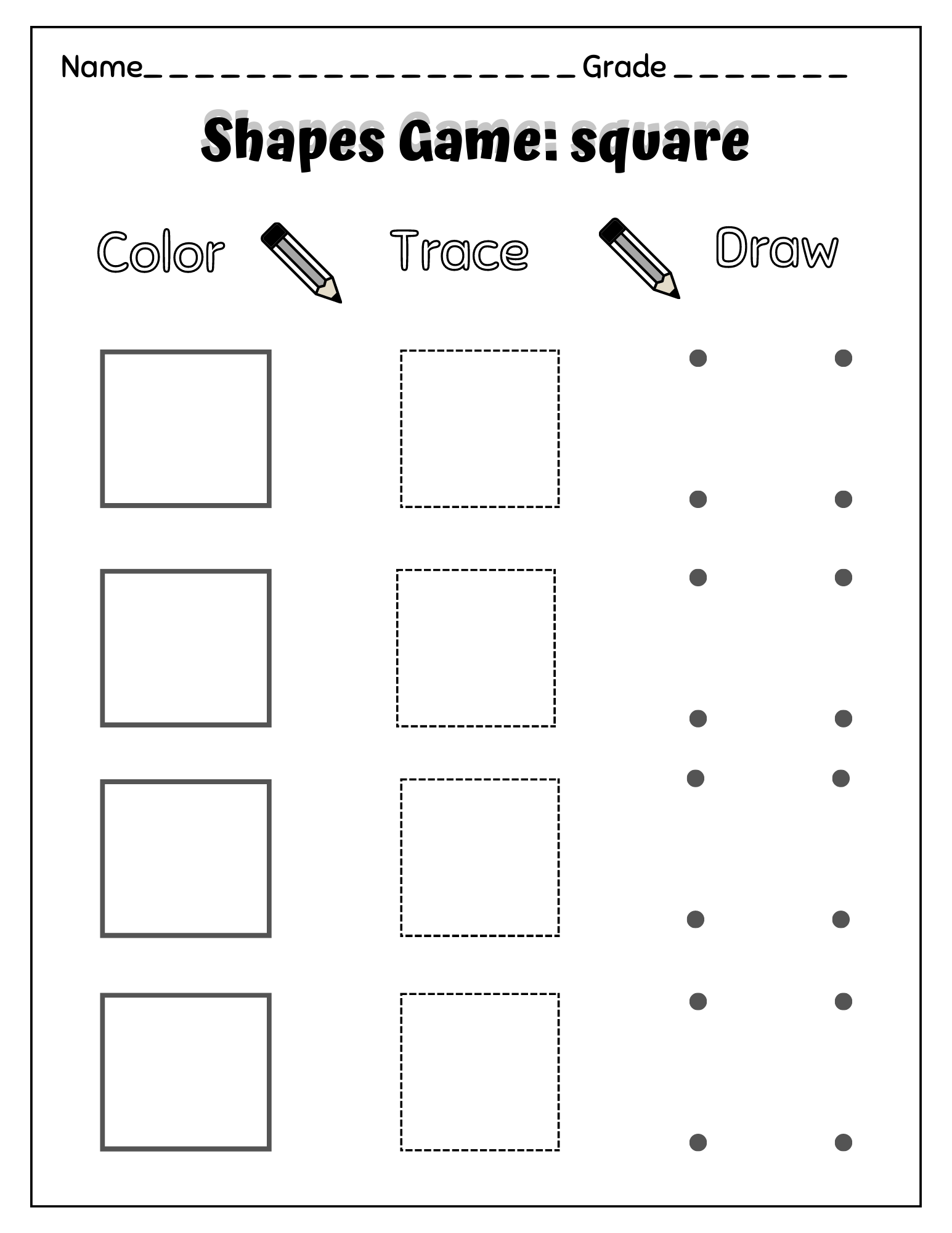 Shapes tracing drawing and coloring pages made by teachers