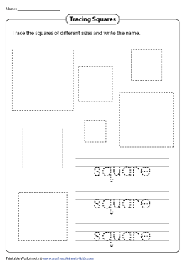 Coloring tracing and drawing squares worksheets