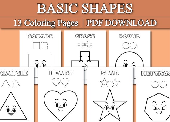 Basic shapes coloring pages shapes printable worksheet for kids printable pdf download instant download