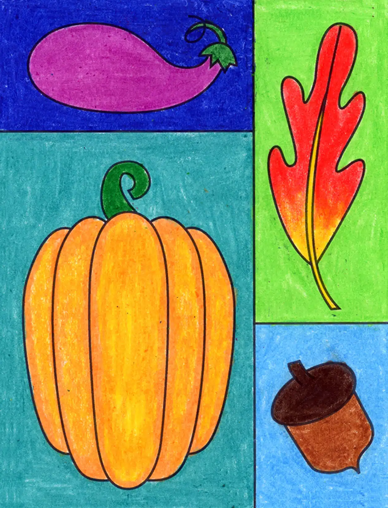 Easy fall drawing ideas tutorial video and fall coloring page