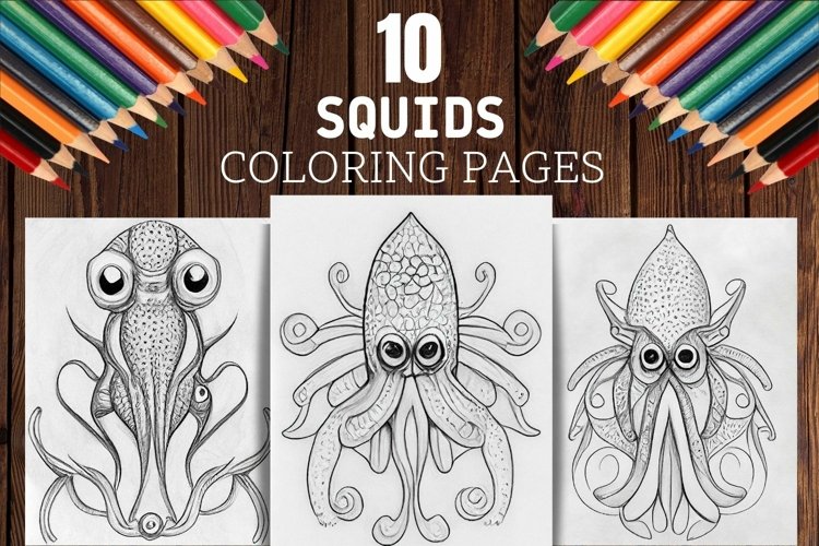 Squids coloring pages