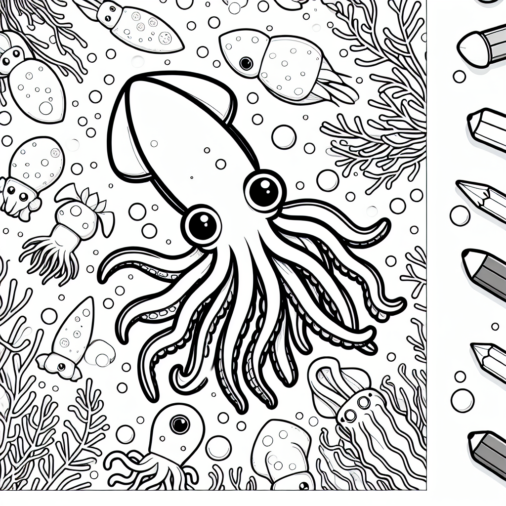 Squid coloring pages