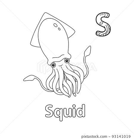 Giant squid alphabet abc coloring page s
