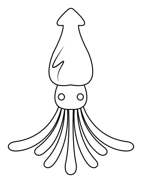 Printable simple squid coloring page