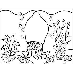 Squid coloring page