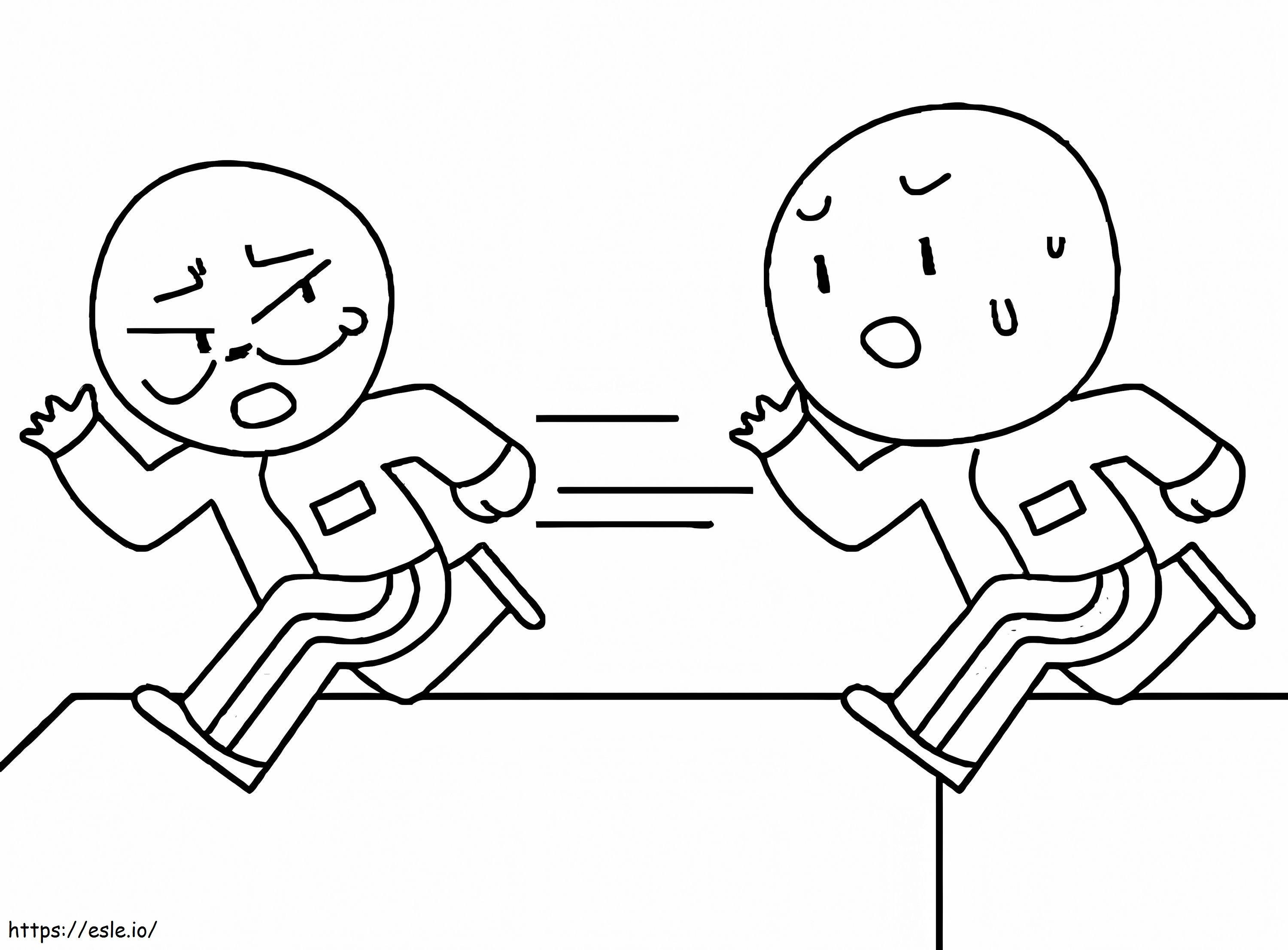 Two squid game players running coloring page