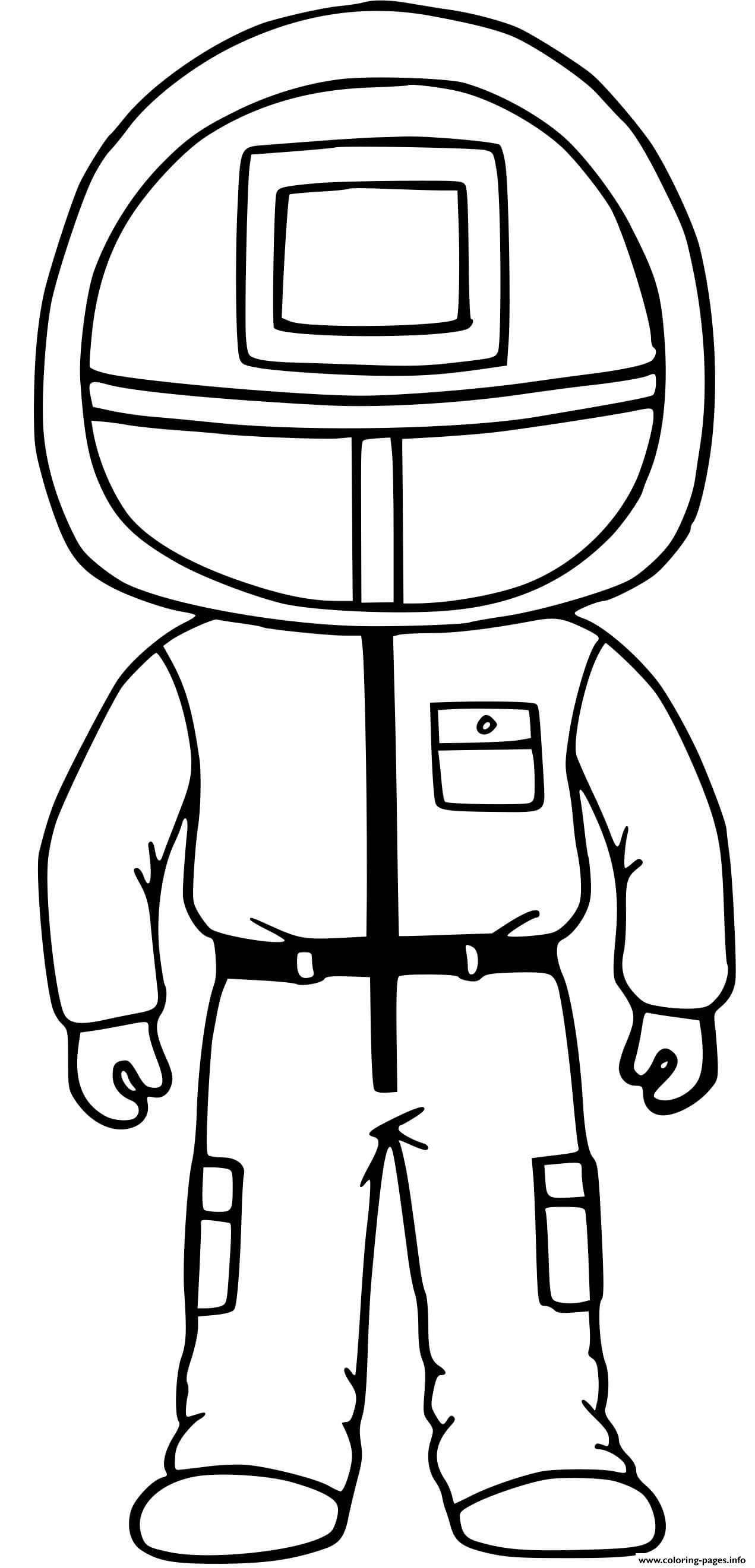 Squid game red guard uniform coloring page printable