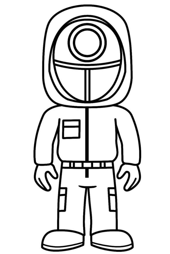 Coloring page squid game the guard from the korean tv series print