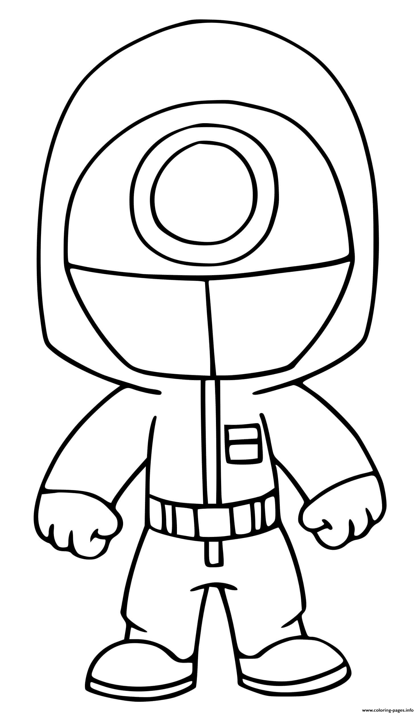 Squid game worker game circle coloring page printable