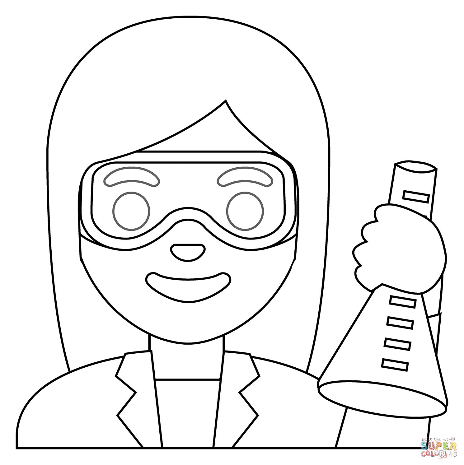 Woman scientist emoji coloring page free printable coloring pages