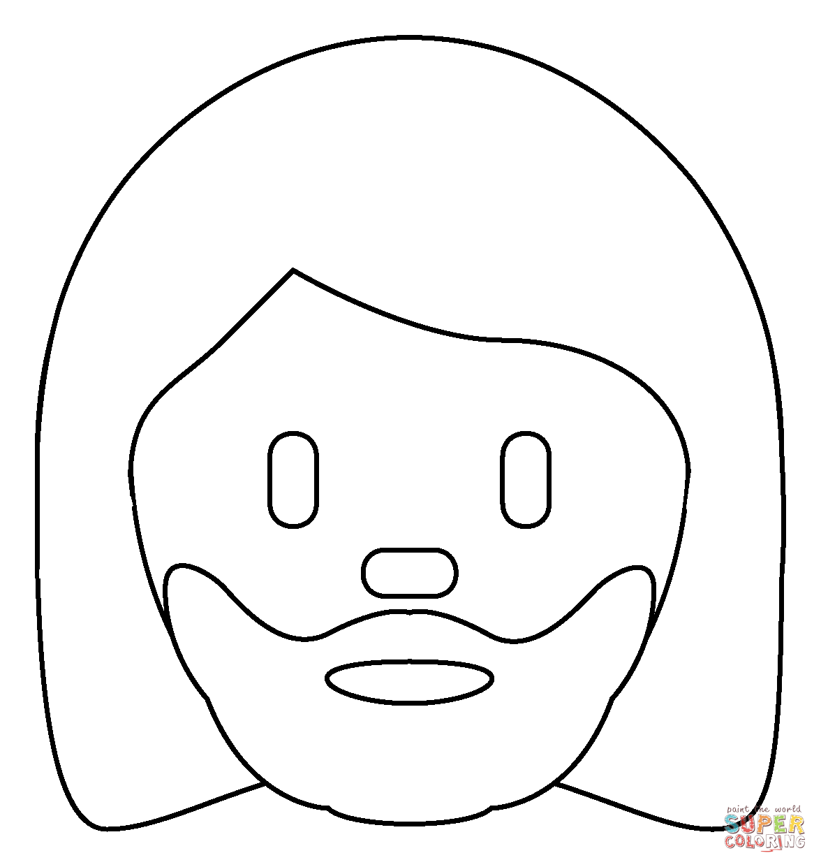 Woman beard emoji coloring page free printable coloring pages