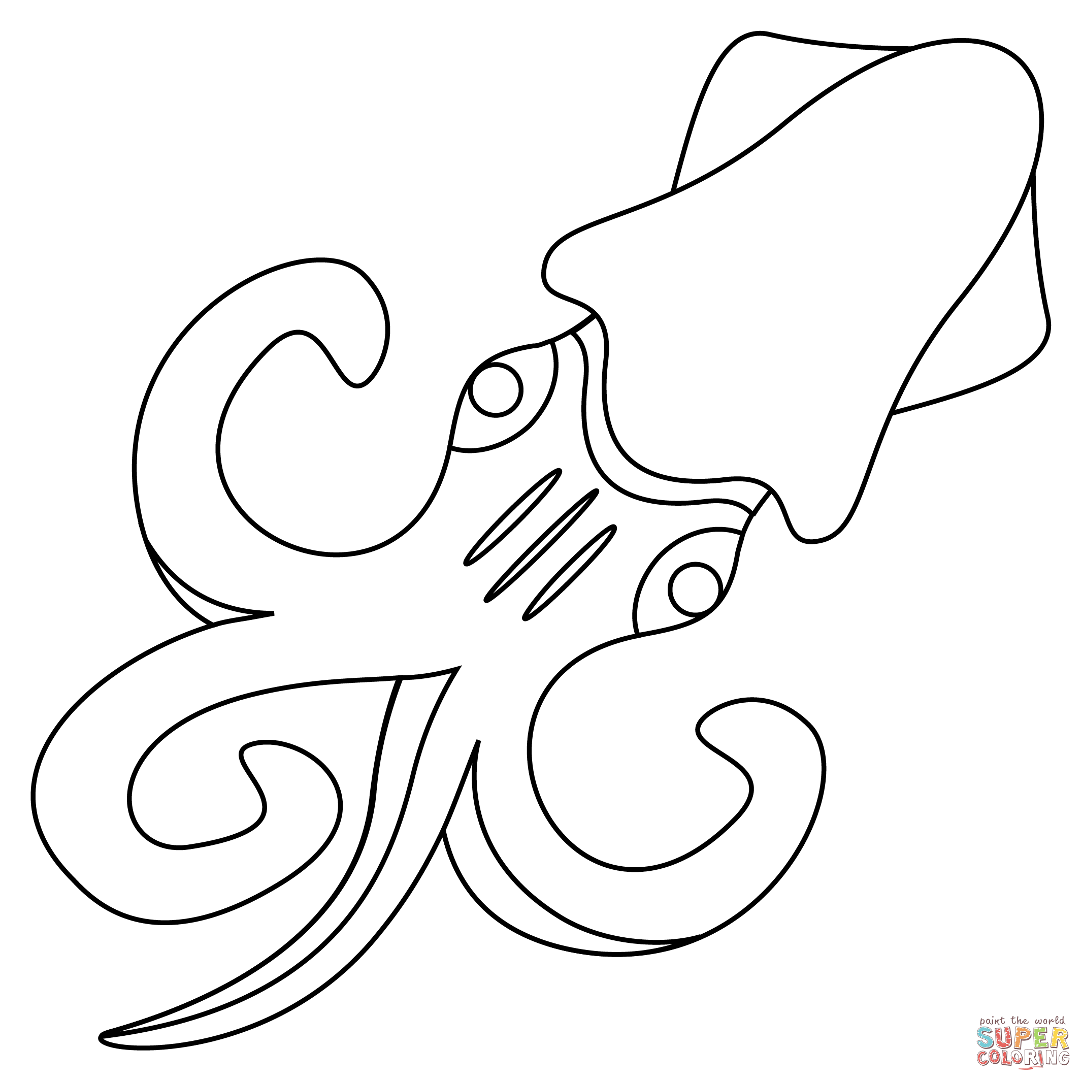 Squid coloring page free printable coloring pages