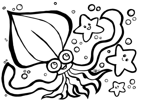 Squid coloring page free printable coloring pages