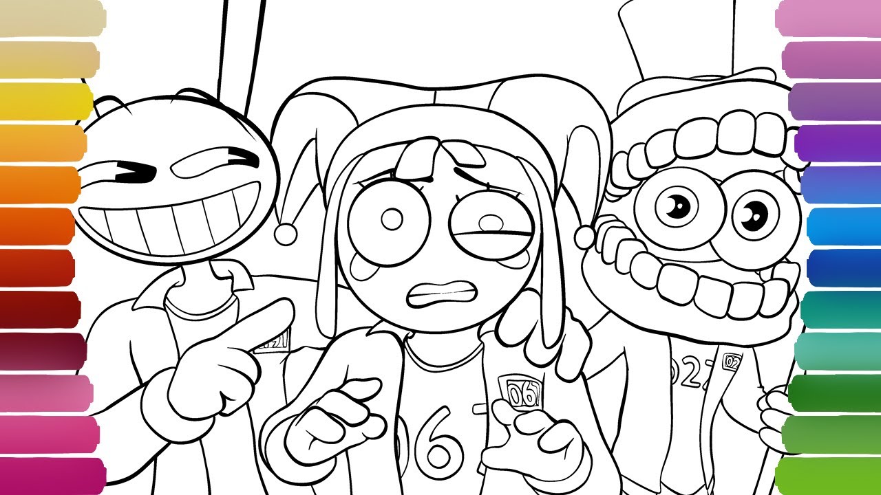 Digital circus but its squid gae coloring pages how to color the aazing digital circus