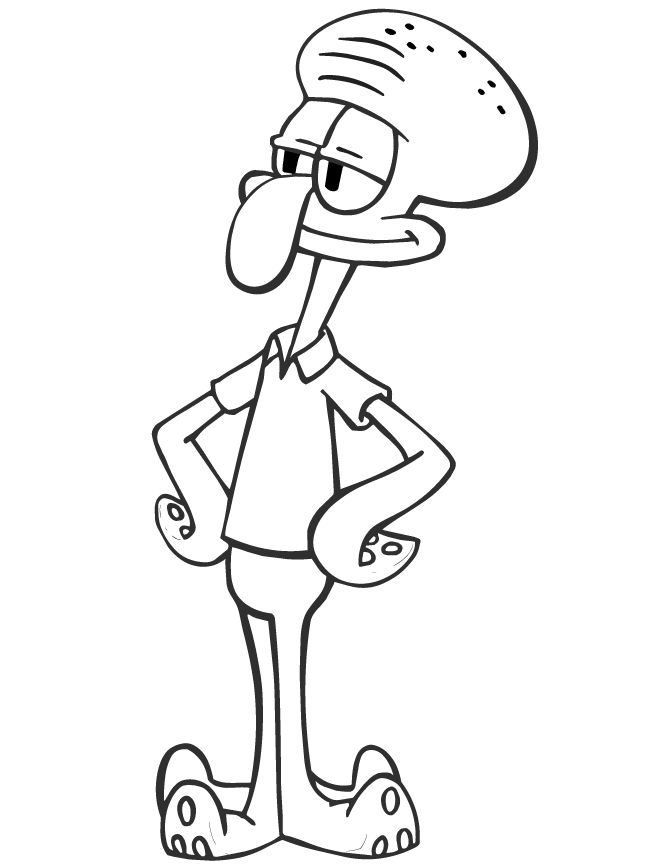 Squidward from spongebob cartoon coloring page coloring pages cute coloring pages cartoon drawings