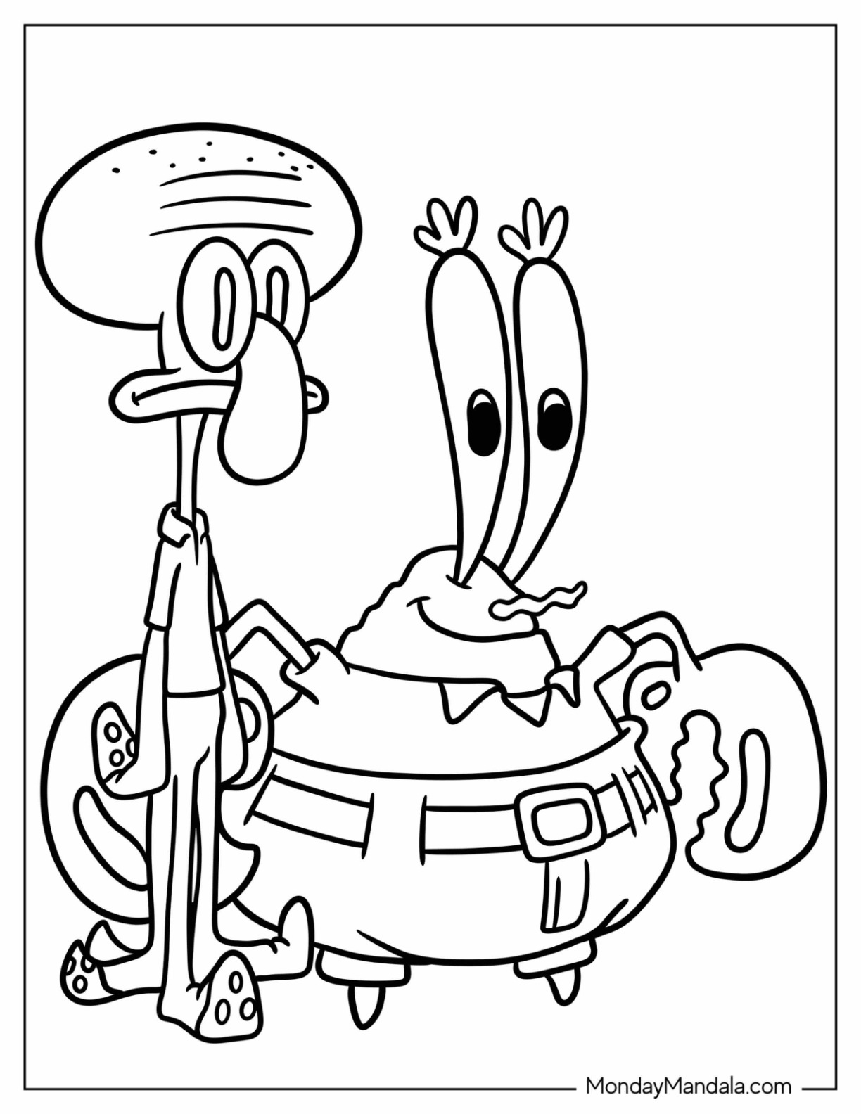 Squidward coloring pages free pdf printables