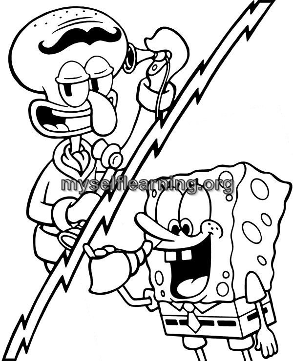 Sponge bob cartoons coloring sheet instant download