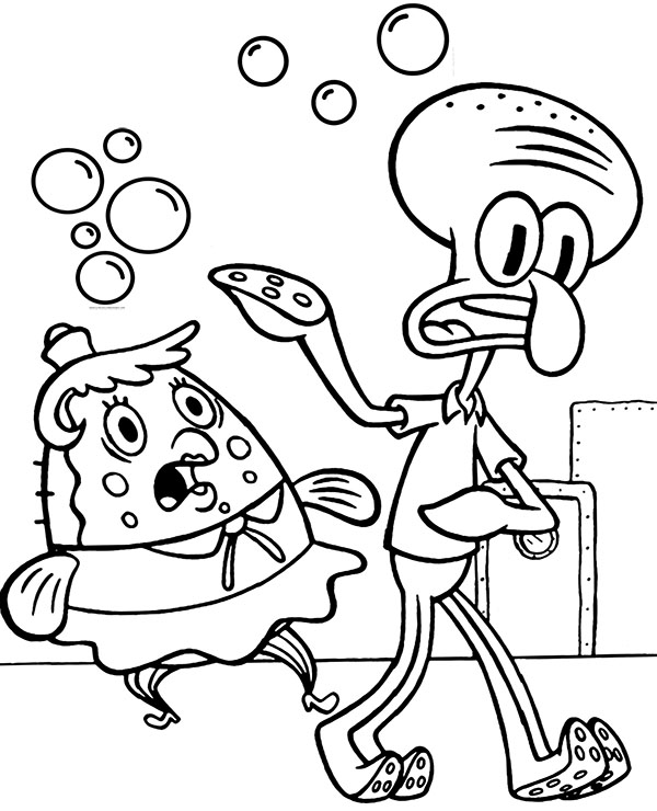 Squidward mrs puff coloring page