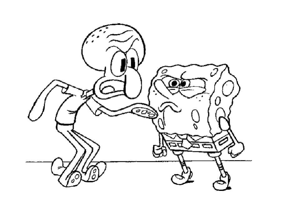 Online coloring pages character coloring spongebob squarepants and squidward cartoon character