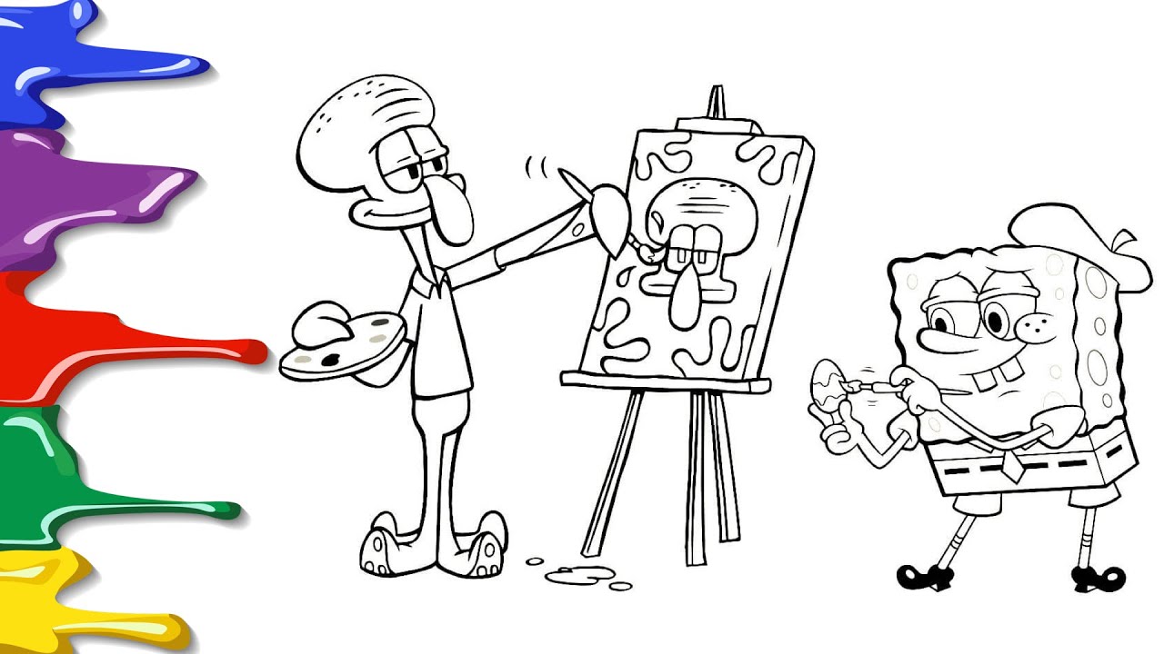 Spongebob and squidward coloring pages