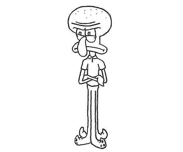 Squidward feel bothered coloring page